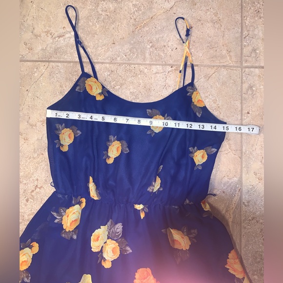 🌼💙Charming Charlie Blue and Yellow Floral Mini Dress - Adjustable Straps - - Picture 6 of 15